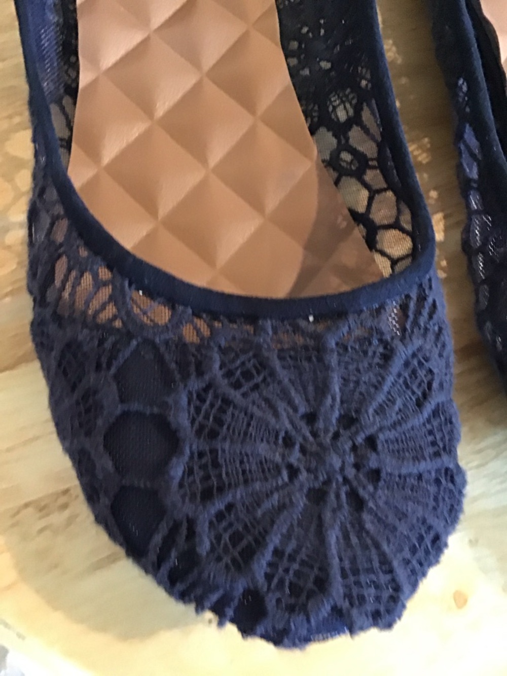 Lace Ballet Flats - Navy